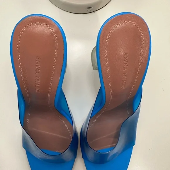 Amina Muaddi Vibrant Blue Heels - Picture 6 of 10